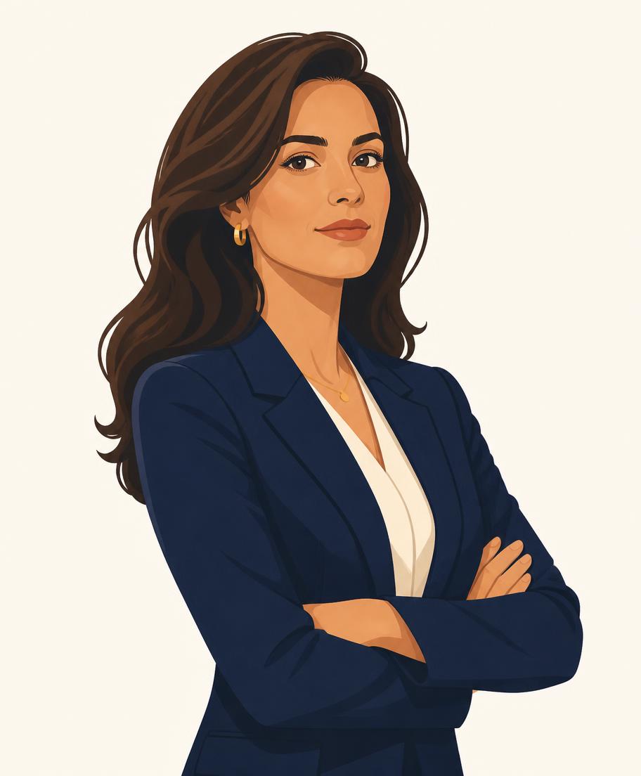 Illustrated portrait of Attorney Dana Bramwell